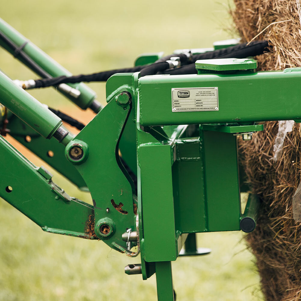 Titan Attachments Round Hay Bale Gripper Fits John Deere Hook and Pin Tractors