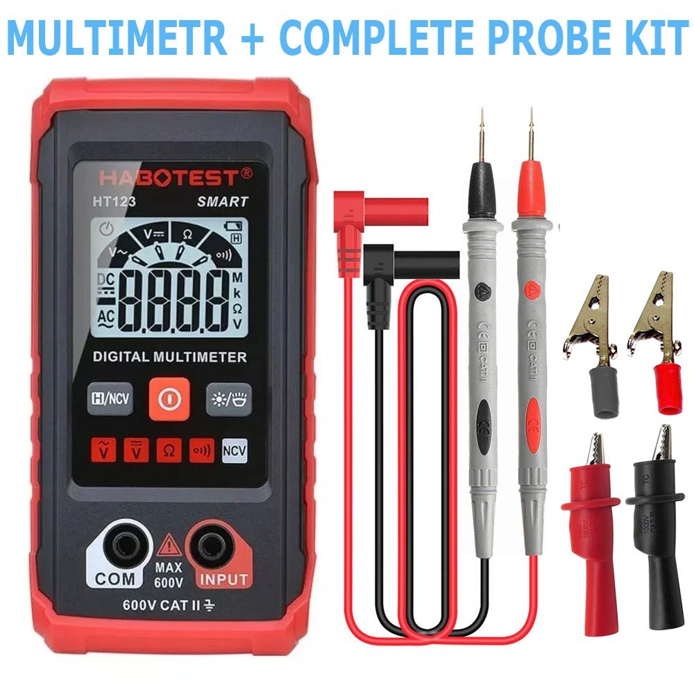 Digital Multimeter LCD Voltmeter Ammeter Ohmmeter Volt AC DC Tester 6 Lead Meter