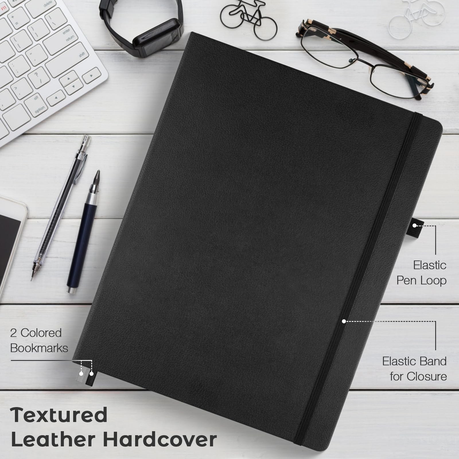 Graph Paper Notebook, Hardcover Notebook 8.5 x 11, Grid A4 Graph, Black
