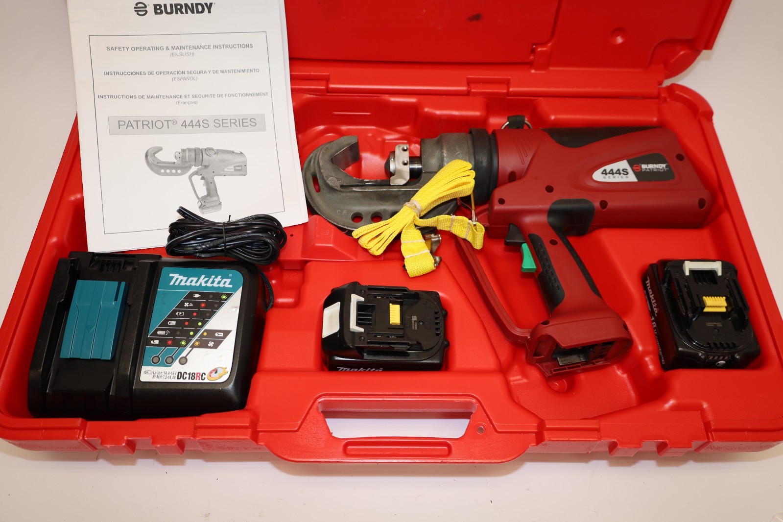 Burndy Patriot 444S Series Battery Actuated Hydraulic Crimping Tool w/ Batteries