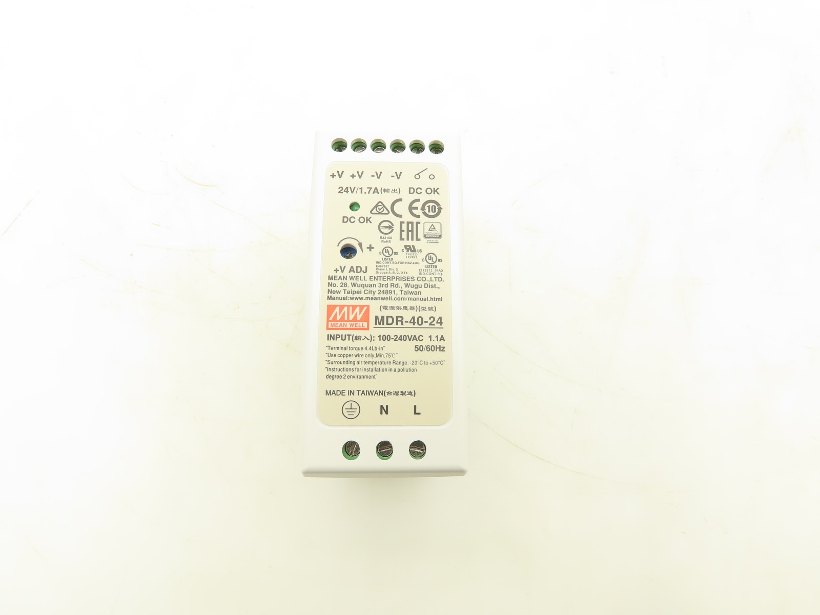 Mean Well MDR-40-24 DIN Rail Power Supply 100-240VAC to 24VDC 40W Lot of 2