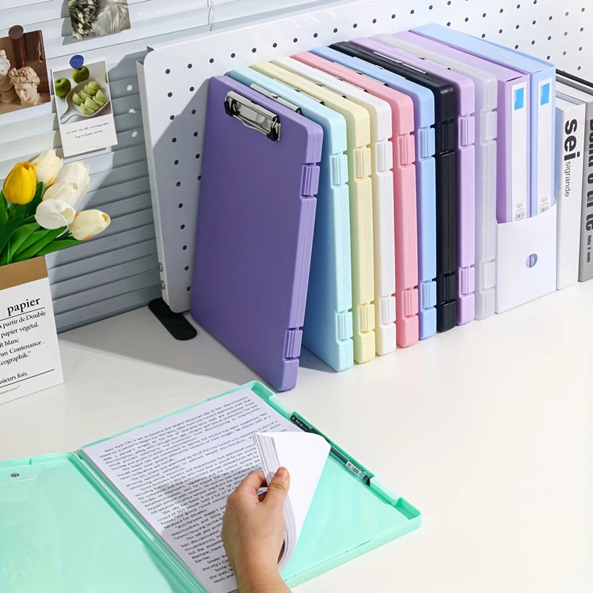 1Pc A4 Writing Board File Box, 2-In-1 A4 Document and Photo Multifunctional Stor