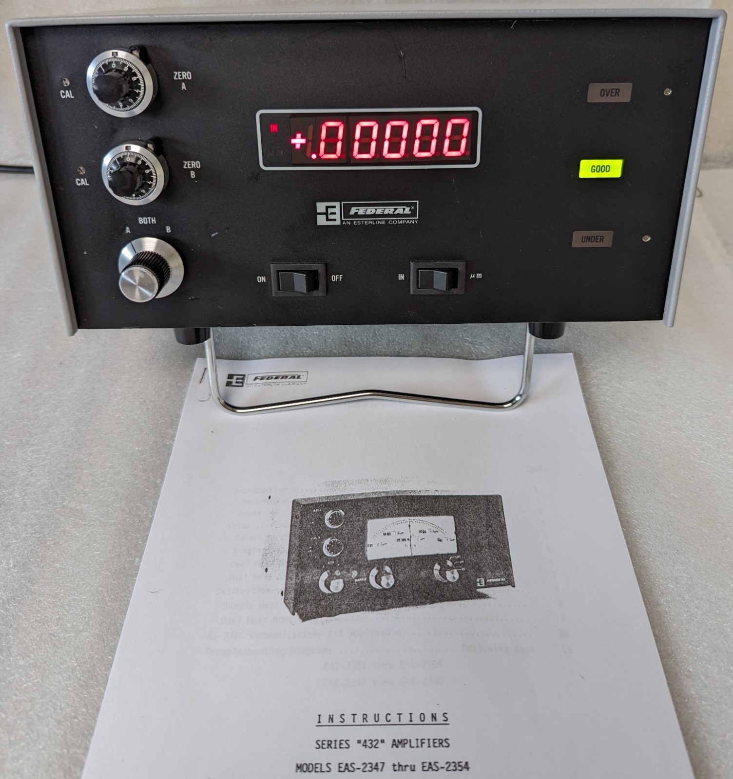 FEDERAL PRODUCTS 432 SERIES EAS-2350 GAGING AMPLIFIER with EHE-1100 GAGE HEAD