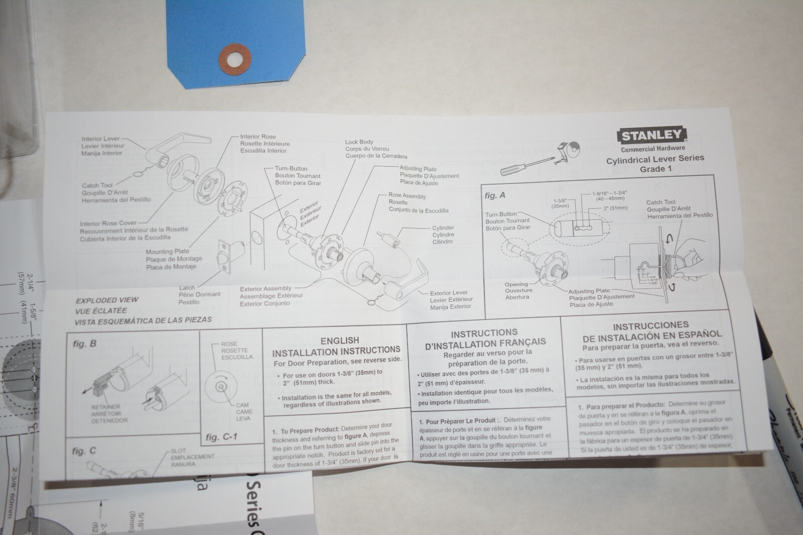 Dormakaba / Stanley Electrified Lock set electronically Unlocked SFIC QCL195M62