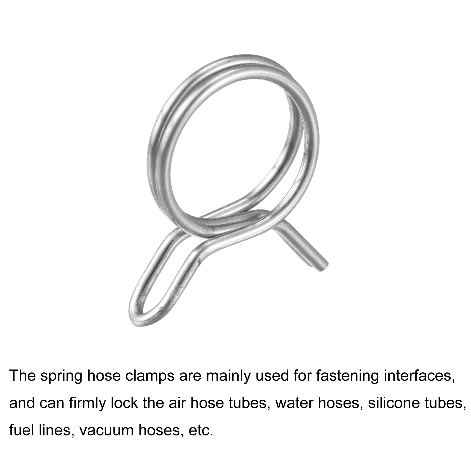 20pcs Double Wire Spring Hose Clamp 304 Stainless Steel 12mm Spring Clips