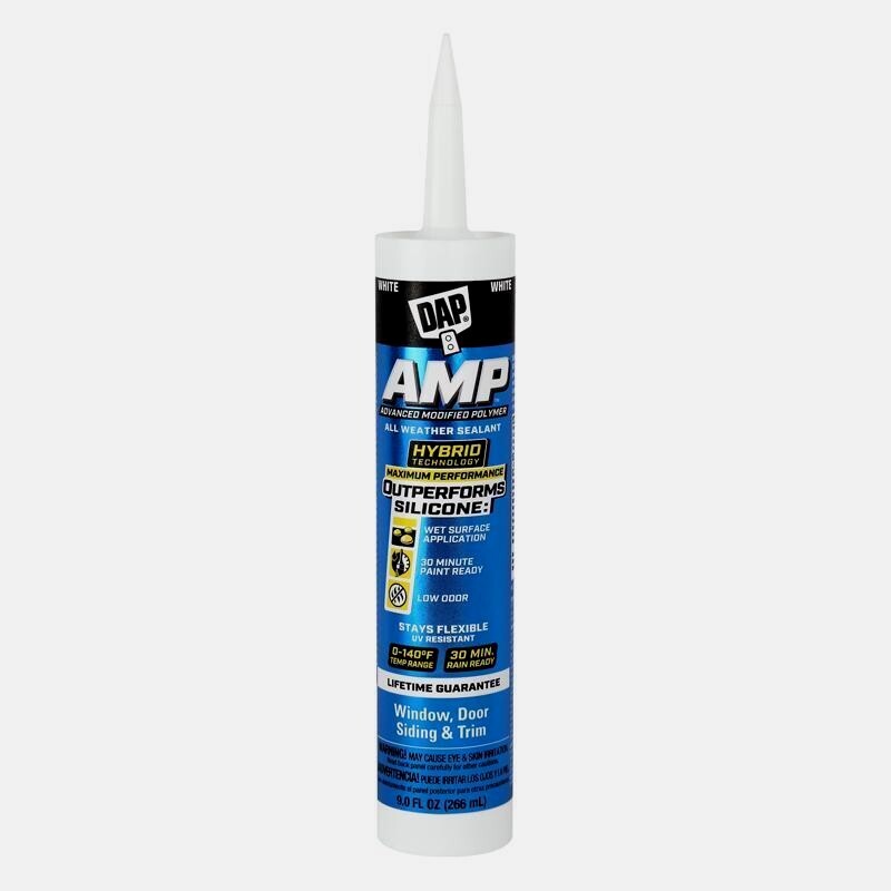 DAP AMP White Polymer Advanced Hybrid Caulk Sealant Window Door & Siding 9oz