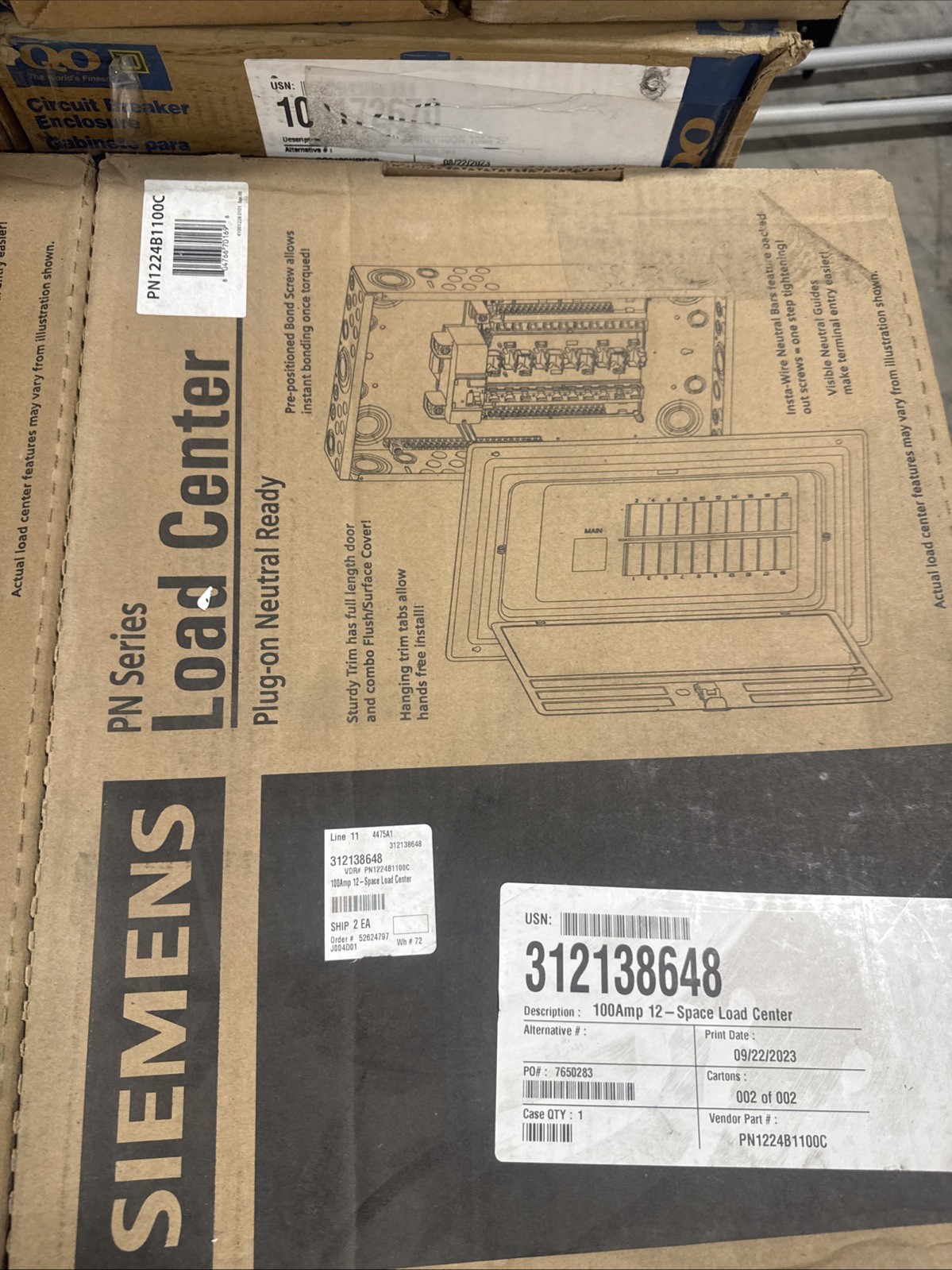 Siemens PN1224B1100C PN Series 100 Amp 12-Space 24-Circuit Main Breaker #106