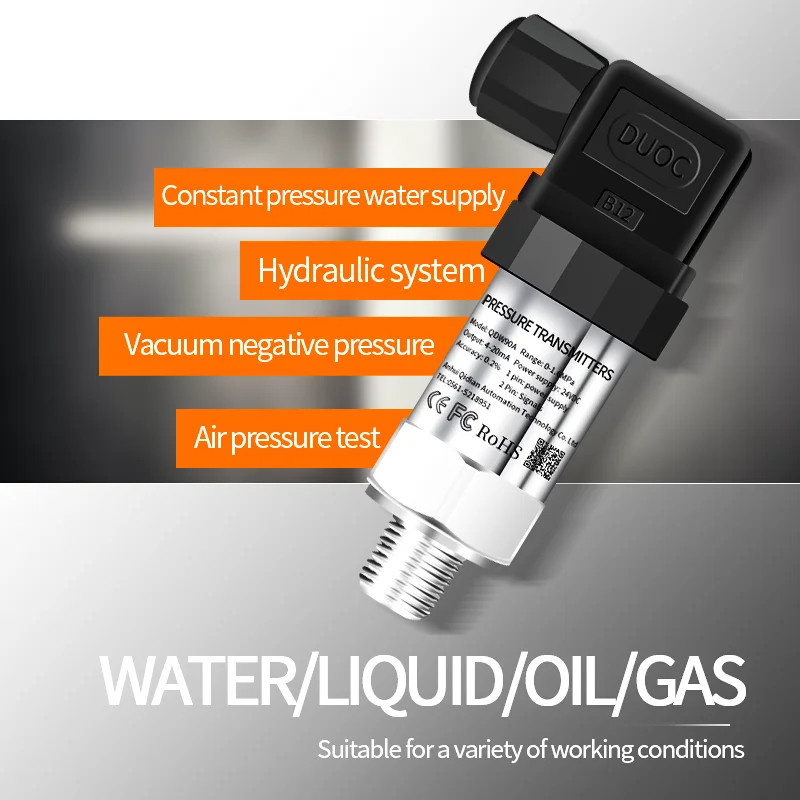 Pressure Sensor High Precision 0.5%FS G1/4 -1~600Bar 4-20mA 0-10V Transducer