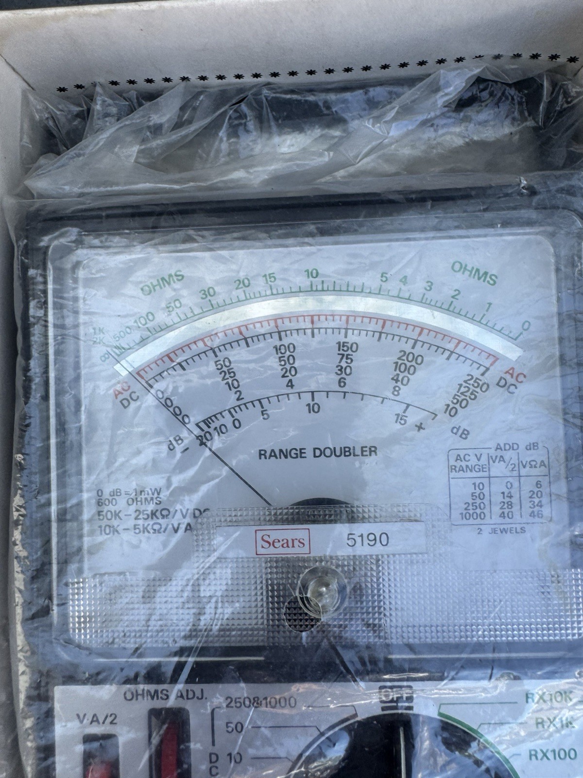 Sears 5190 Portable 43 Range VOM Multitester 50000 Ohms Volt DC Vintage NOS