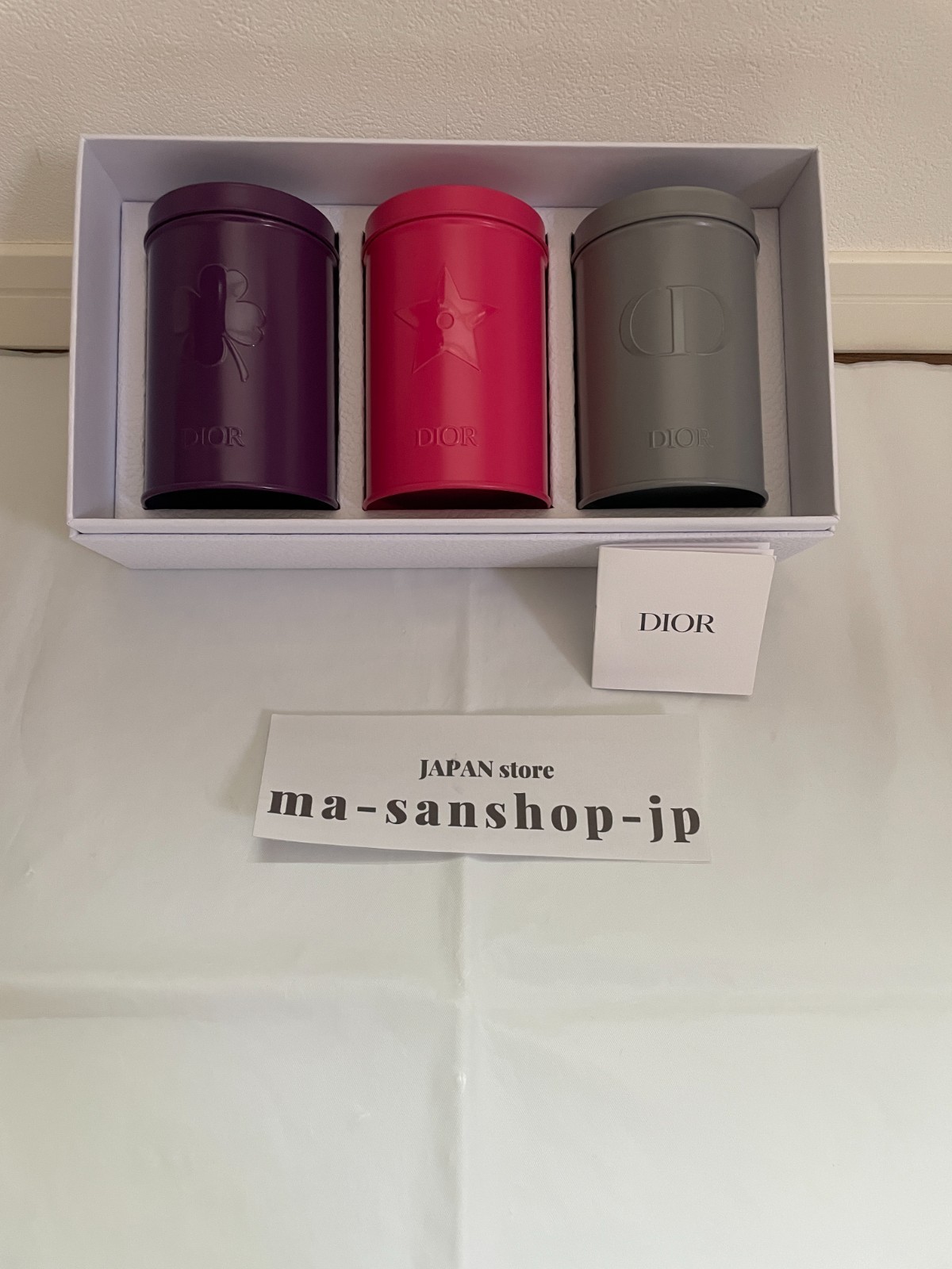 Christian Dior canister can Authentic novelty Purple Pink Glay steel