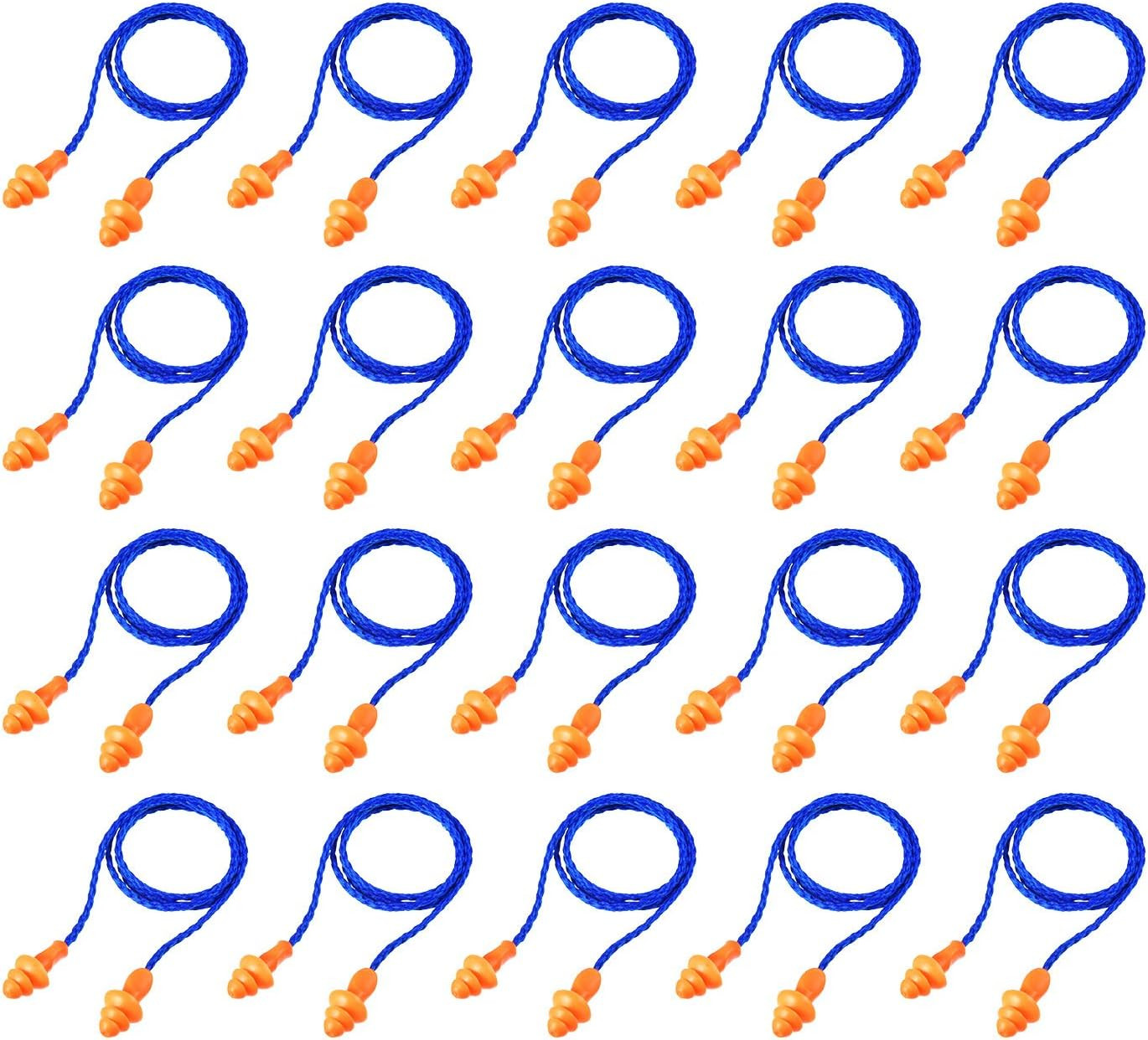 20 Pairs Corded Ear Plugs Reusable Silicone Earplugs with String Banded Ear Plug