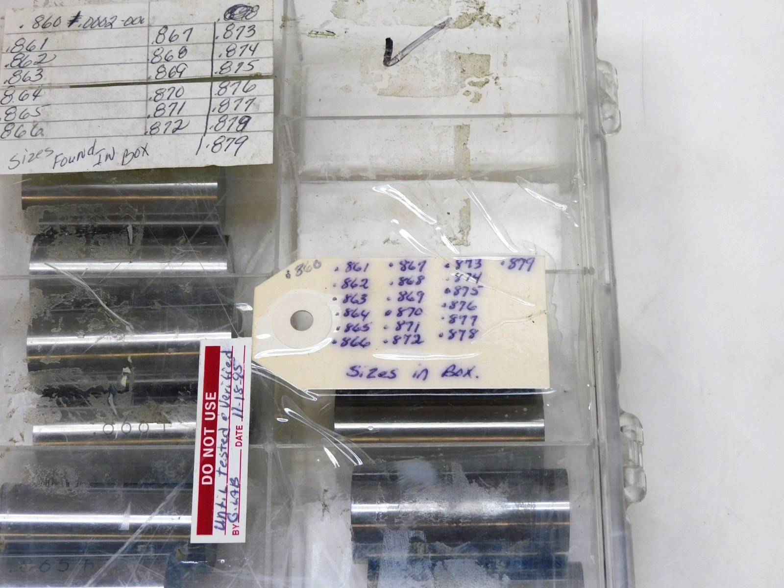 No Name Gage Pin Set Sizes .860 – .879 Lot of 20