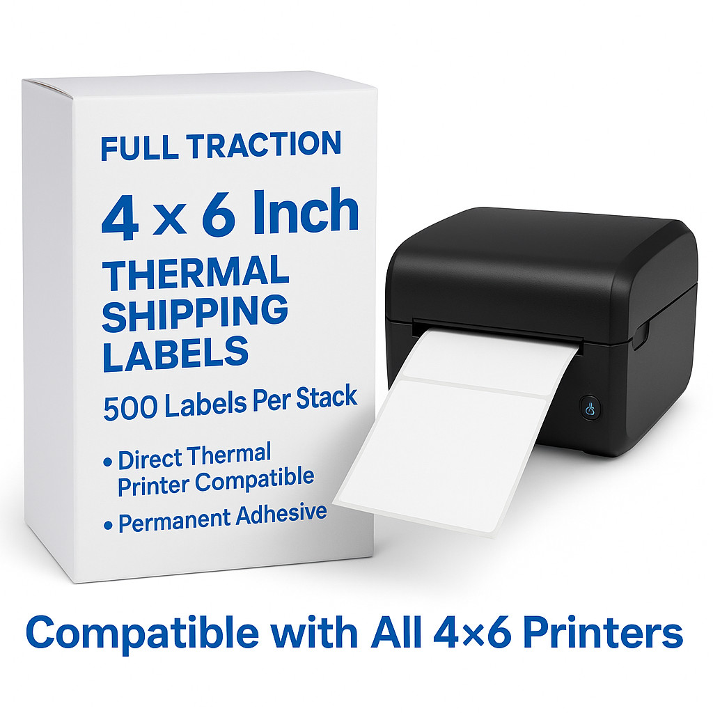 4″x6″ Direct Thermal Shipping Labels Fanfold for all 4×6 printers 500 per stack