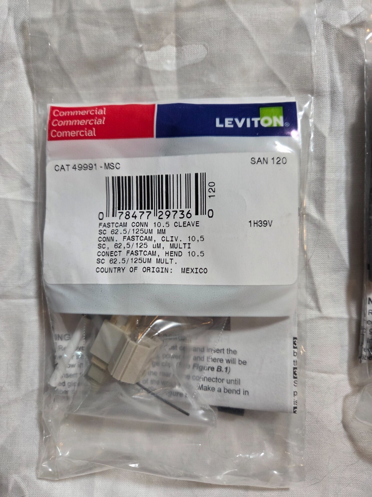 Lot of 4 New Leviton CAT 49991-MSC FastCAM 10.5 Cleave SC 62.5/125 UM