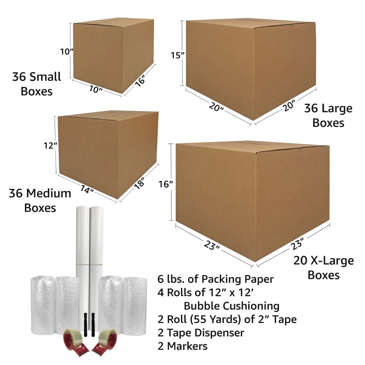 UBMOVE 10 Room Basic Kit 128 Moving Boxes and Packing Materials