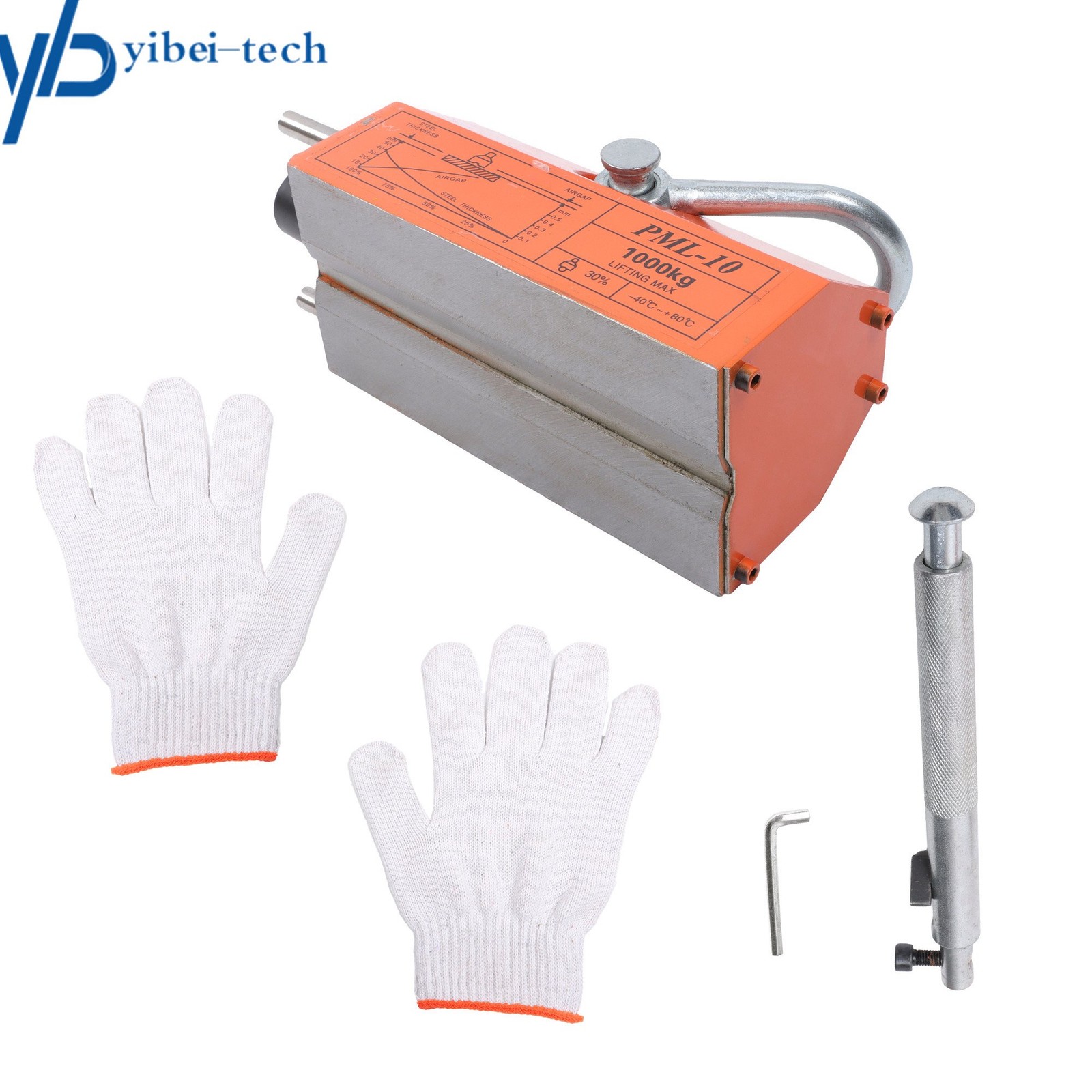 2200lbs/1000kg Permanent Magnetic Lifter Lifting Magnet Neodymium Hoist Orange