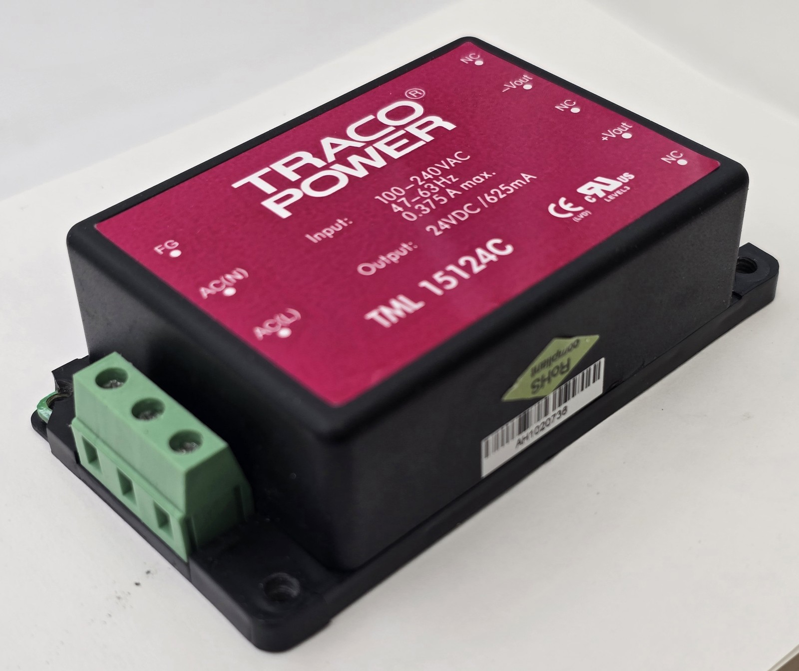 Traco Power TML 15124C Power Supply Input 100-240VAC Output 24vdc