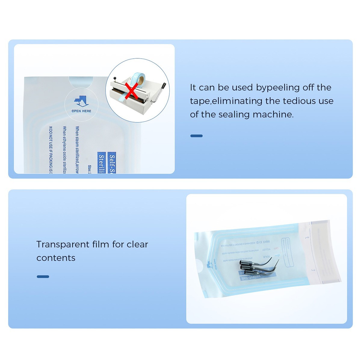 Medical Dental Self Sterilization Pouches Autoclave Sterilizer Bags Tattoo Nail