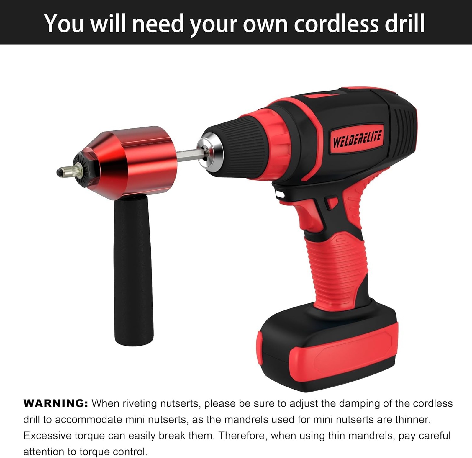Rivet Nut Drill Adaptor Tool Kit Includes 290 Rivet Nuts and 13 Mandrels
