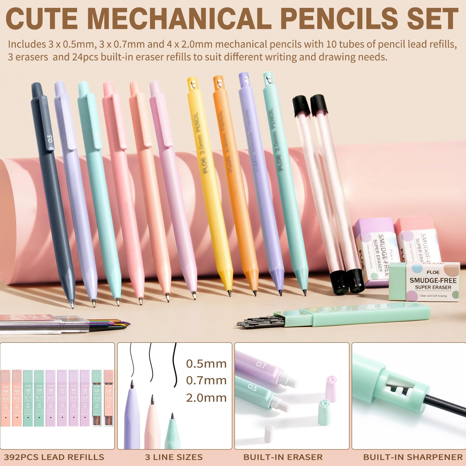 62 PCS Aesthetic School Supplies Preppy Stationary Set Pencil Case Pastel
