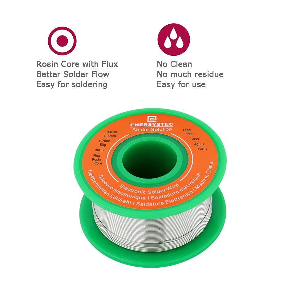 Lead-Free Solder Wire Rosin Core No Lead Wire Thin 0.6Mm 50G Fine Solder