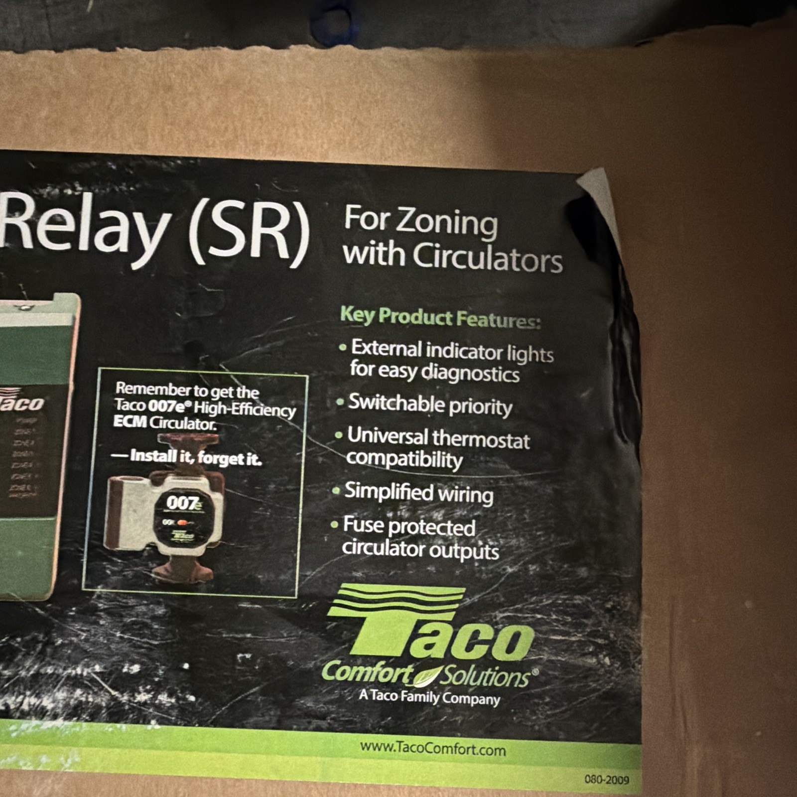 Taco SR502-4 2-Zone Switching Relay w/ Priority, 120 VAC, 15A Max Total Load