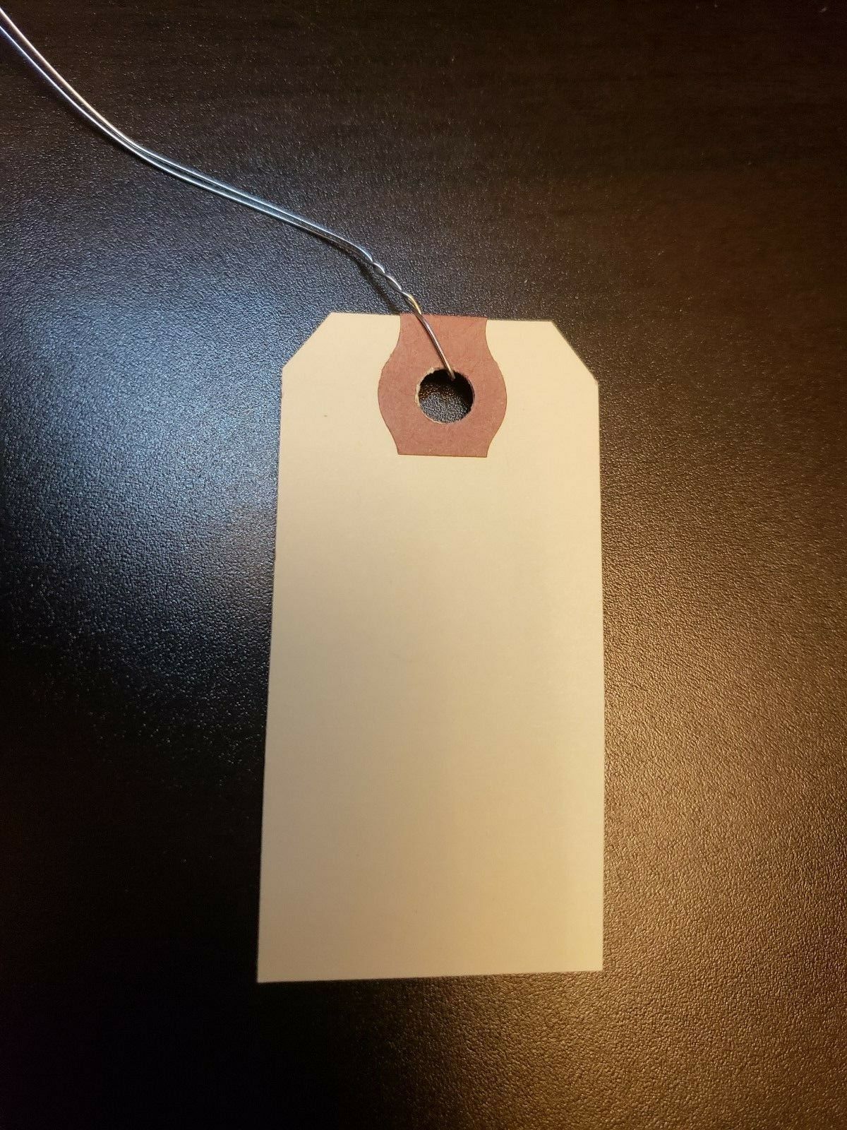 Size 1 Manila Inventory Shipping Hang Tags with Wire 2 3/4″ x 1 3/8″ Wired Tags