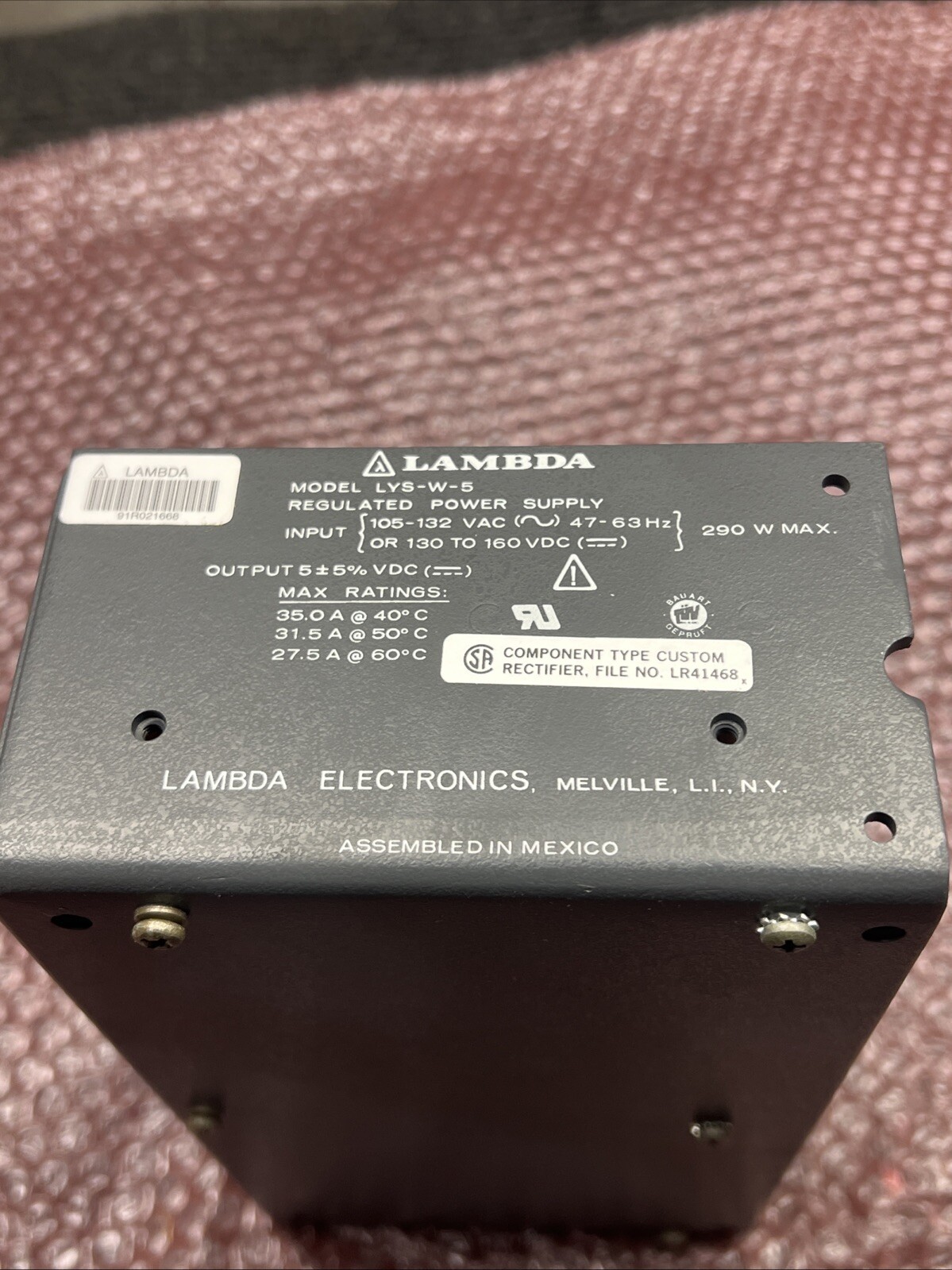 Lambda LYS-W-5 Ac To Dc Power Supply 105-132v-ac 35a Amp 5v-dc 290w