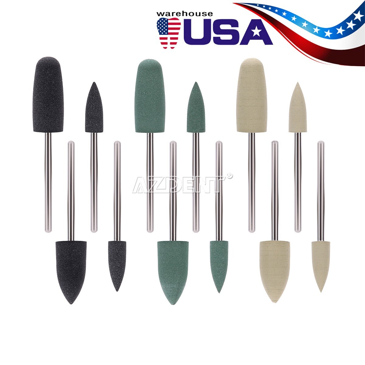 US Dental Polishing Burs Resin Base Acrylic Invisible Denture Silicone Grinding