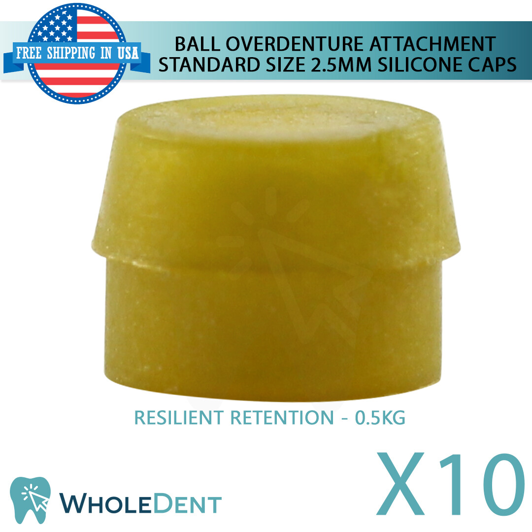 10x Resilient Silicone Cap Ø2.5mm Ball Attachment Housing Dental Overdenture