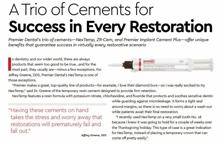 Premier Dental NexTemp CLEAR Temporary Resin Cement-5ml Automix Syringe + 5 Tips