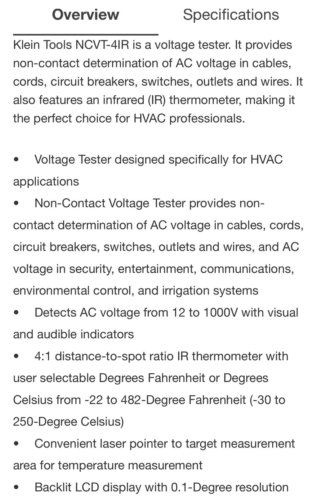 Klein Tools NCVT-41 Non-Contact Voltage Tester with Laser Infrared Thermometer