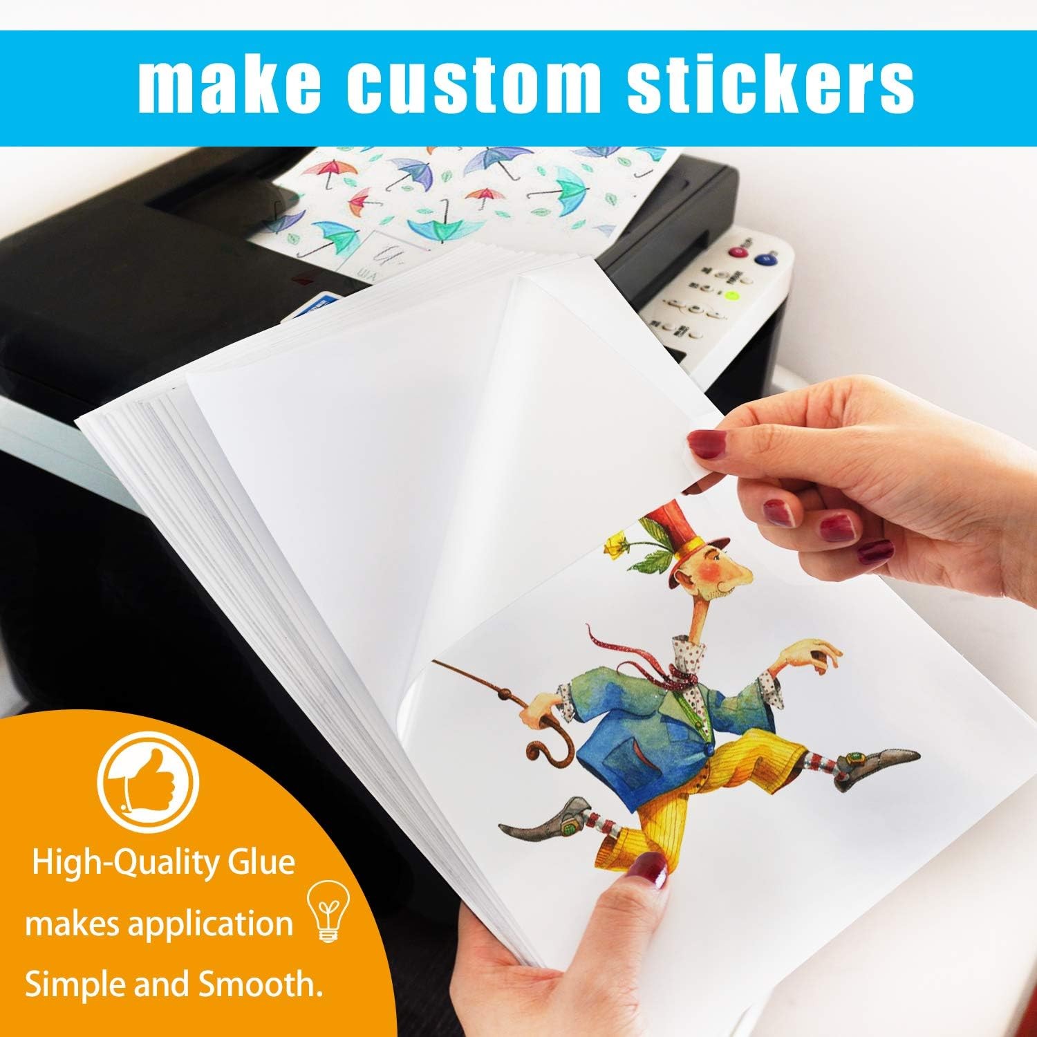 Premium Printable Vinyl Sticker Paper for 8.3 x 11.7, Matte White-25 sheets