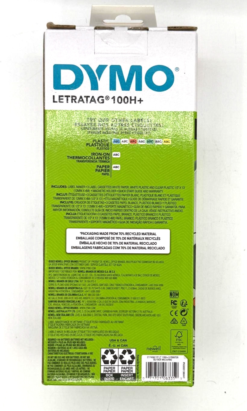DYMO LetraTag 100H+ Label Maker Value Pack New Sealed w/ 3 Label Cassettes