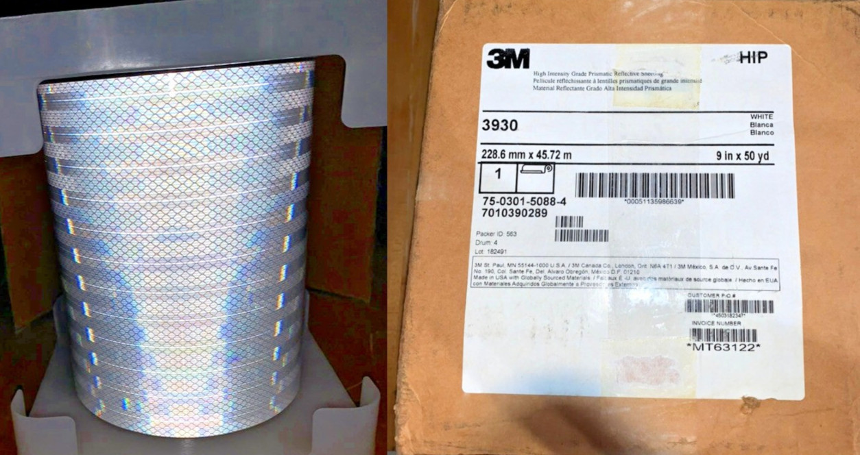 3M 3930 High Intensity Grade Prismatic Reflective Sheeting White 10′ Cut Roll