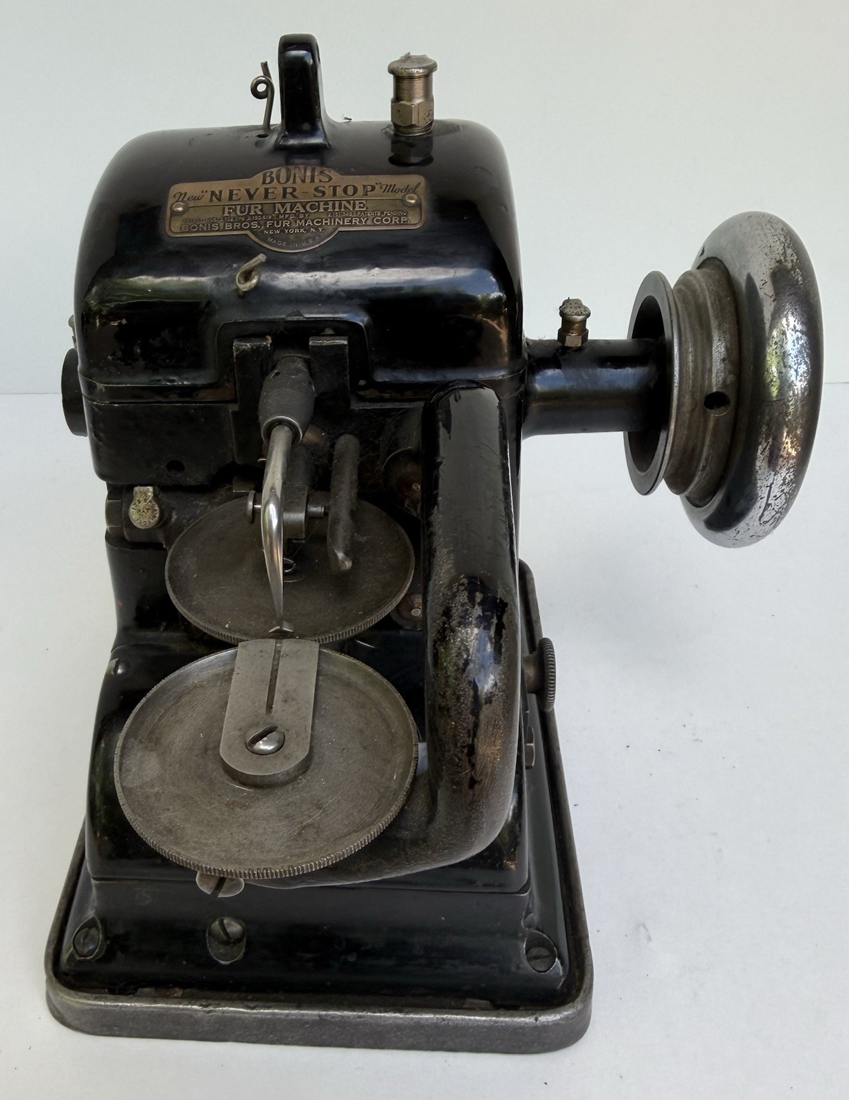 Antique Bonis Never-Stop Fur Sewing Machine Made in USA