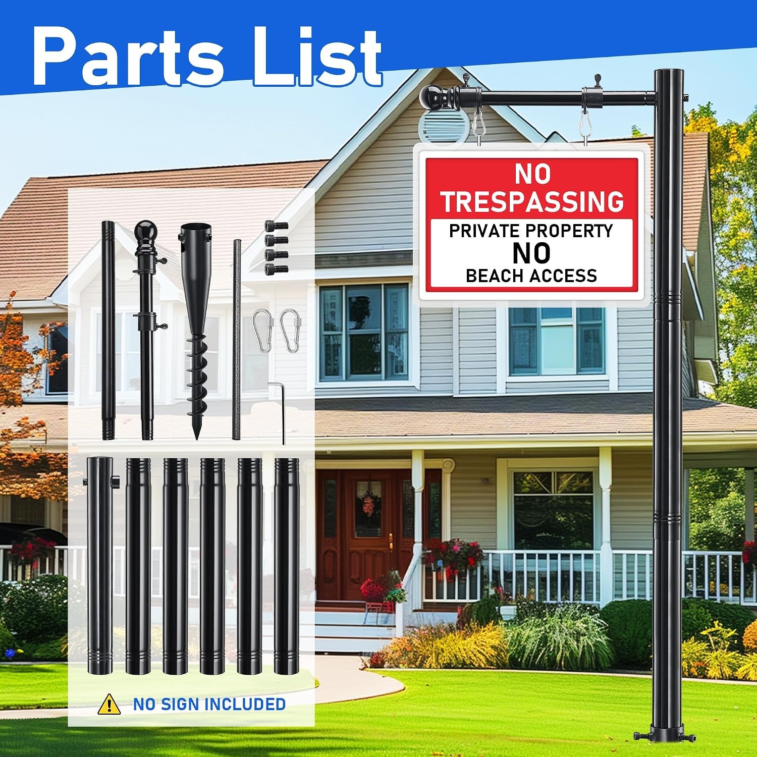 Real Estate Sign Post, 100 inch Realtor Yard Post for Sale 100″, black
