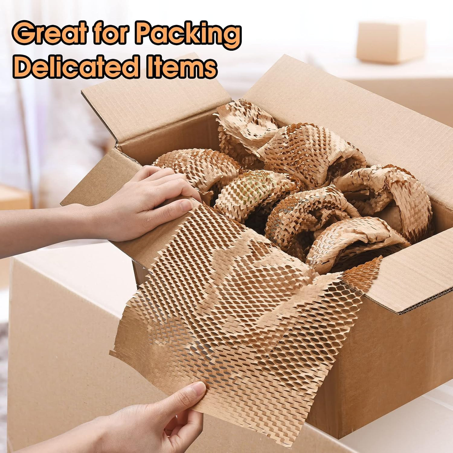 Honeycomb Packing Paper 12″ X 65′ Moving Paper Bubble Cushioning Wrap with 20 F