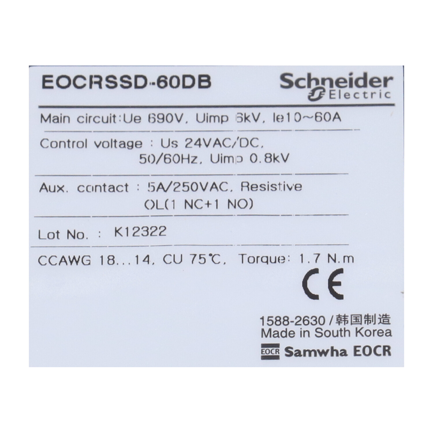 Schneider Electric EOCRSSD-60DB New NFP