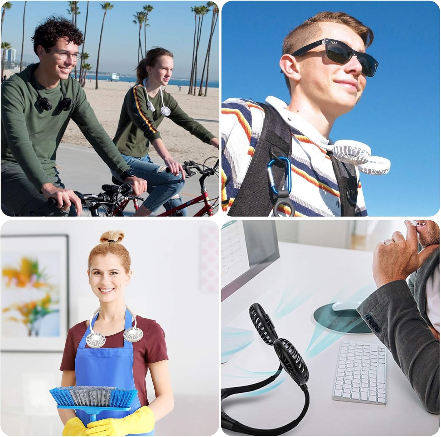 YALTOON Neck Fan – 2600mAh, Portable, Hands-Free, 12H Cooling