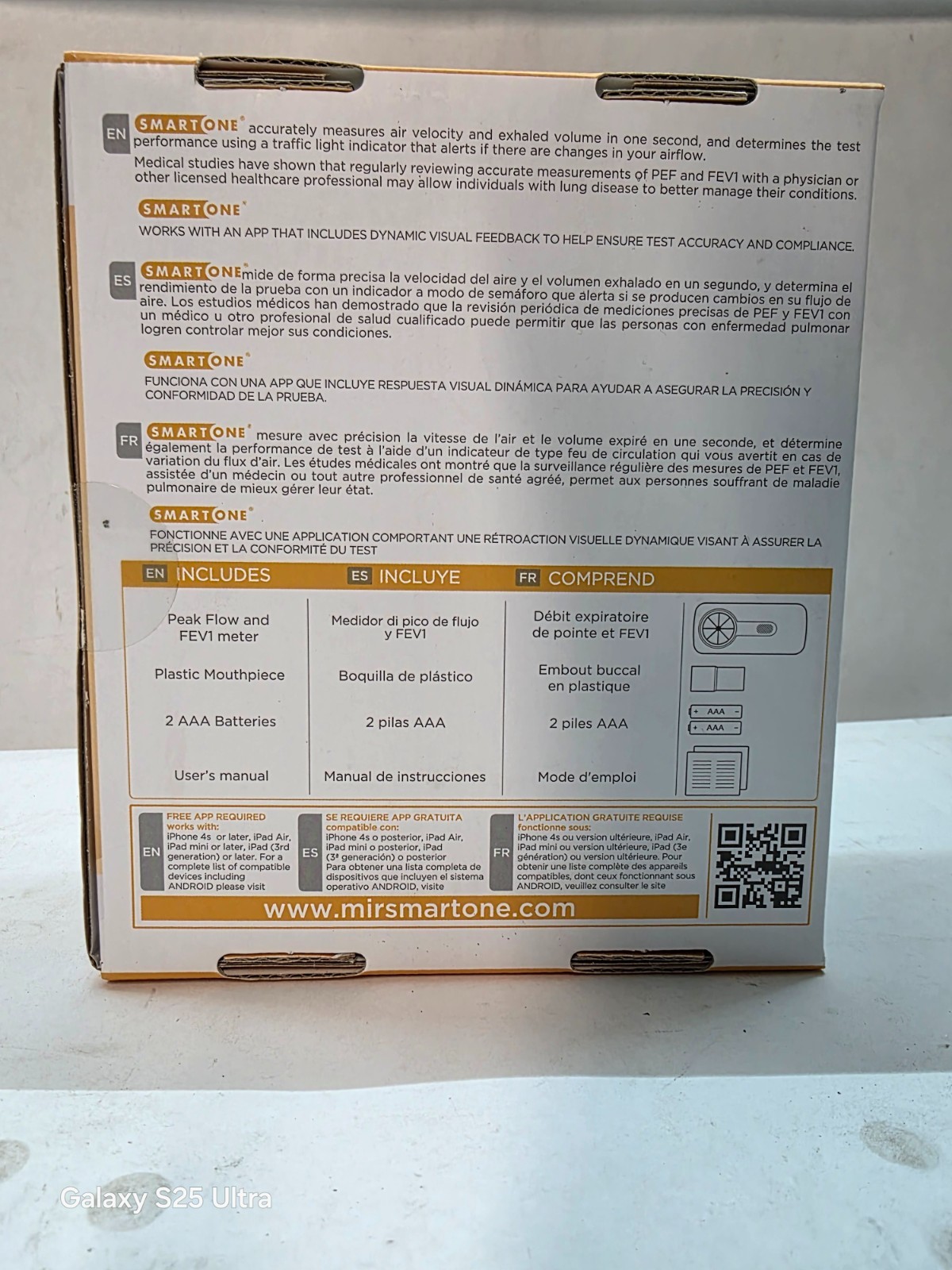 MIR Smart ONE Pocket Spirometer for Peak Flow & FEV1 Monitoring Sealed