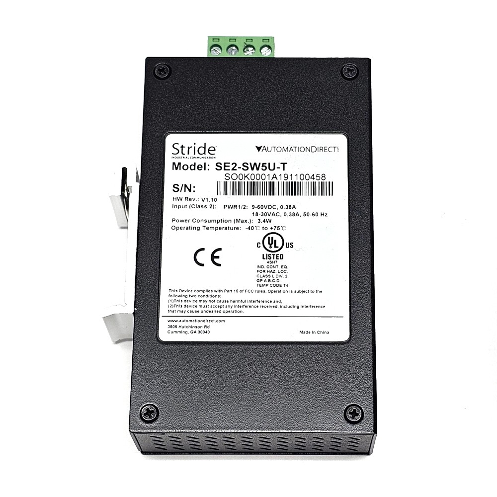 Stride SE2-SW5U-T Industrial Unmanaged 5-Port Ethernet Switch IP30 High Temp.