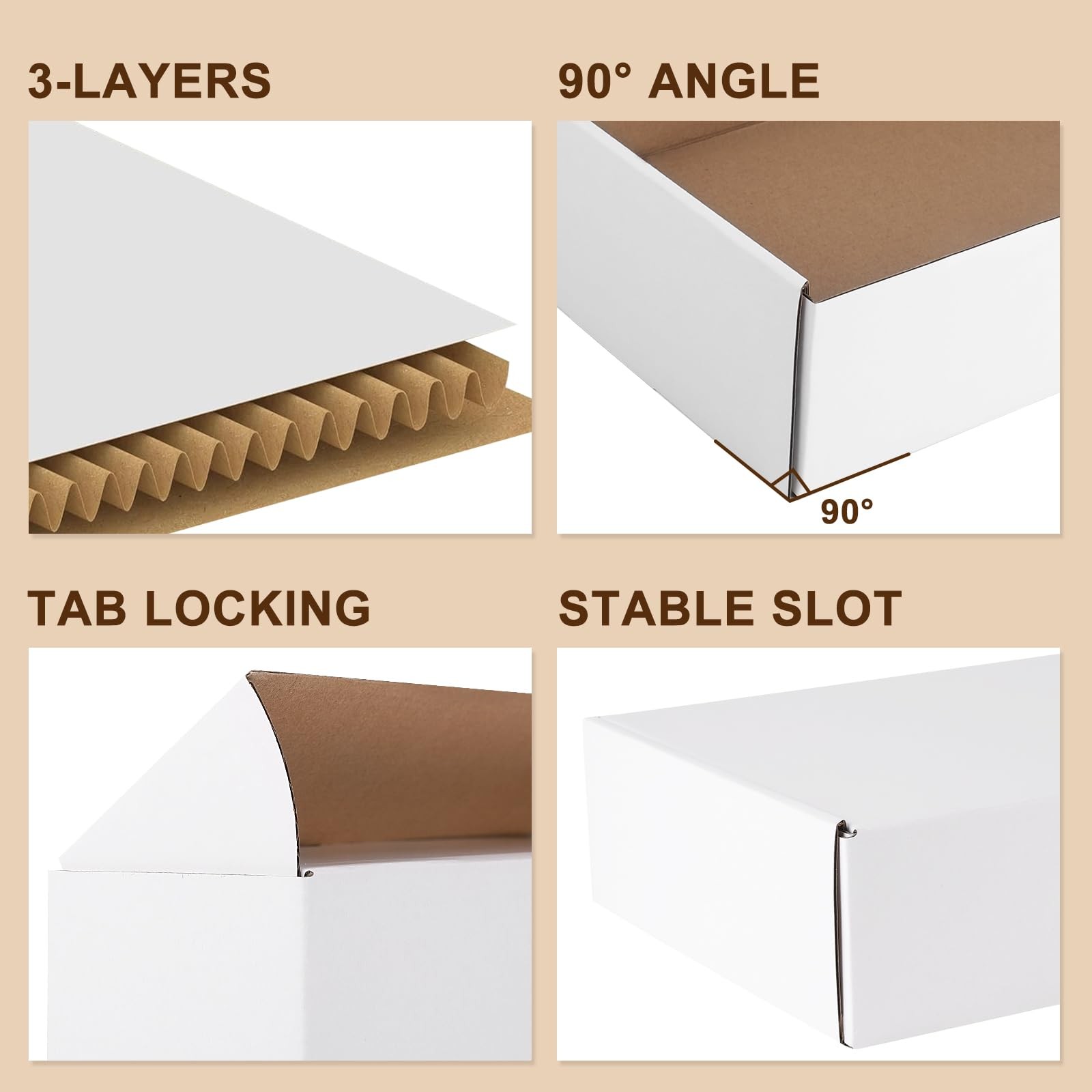 Hguba 9x6x3 Inches Shipping Boxes Set of 50, White 9*6*3INCH, WHITE