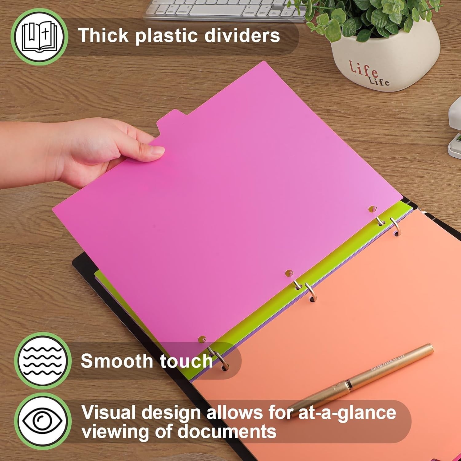16Pcs/2 Set Binder Dividers with Tabs, 8 Color Tab for 3 Ring Binder Dividers…