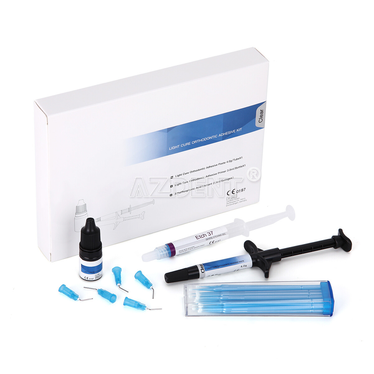 Dental Orthodontic Light Cure Adhesive Kit Blue Acid Etchant Gel for Brackets