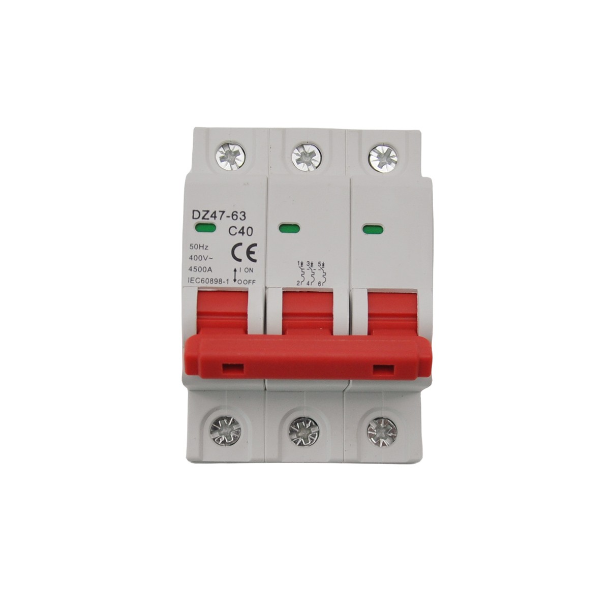 3P AC MCB Mini Circuit Breaker Type C 6 10 16 25 32 40 50 63 80 100 125Amp 400v