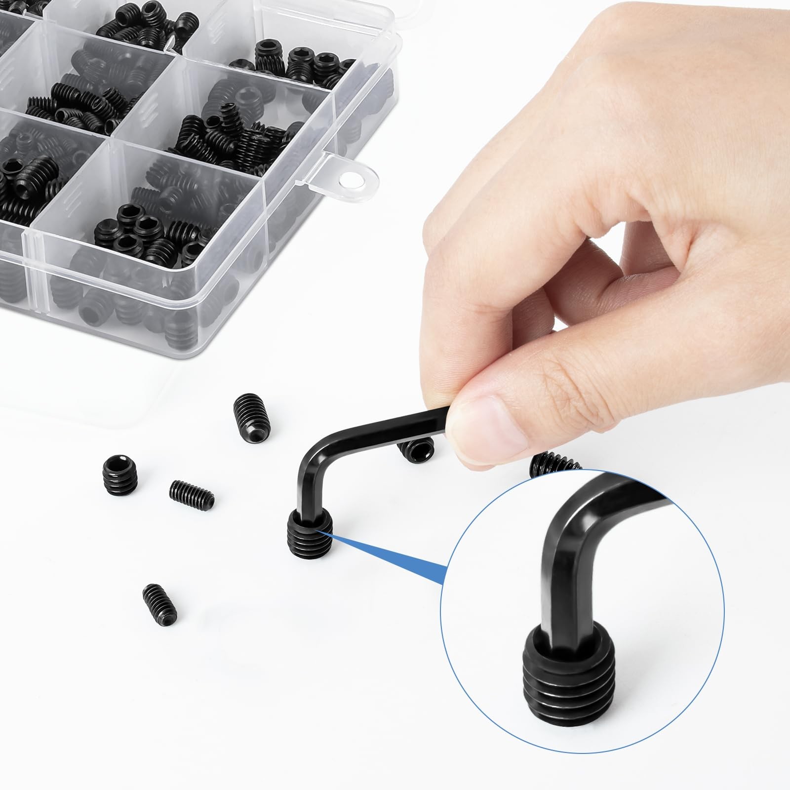 560PCS 25 Sizes Metric & SAE Set Screw Assortment Kit,12.9 560PCS, Black