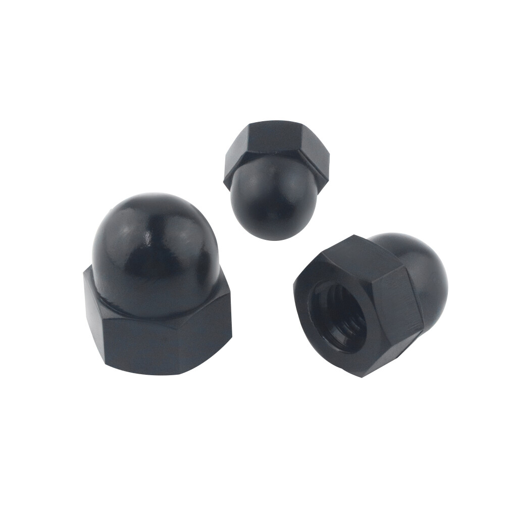 7Sizes 130Pcs Black Nylon Acorn Nut Metric Inner Threaded Cap Nuts Assortment