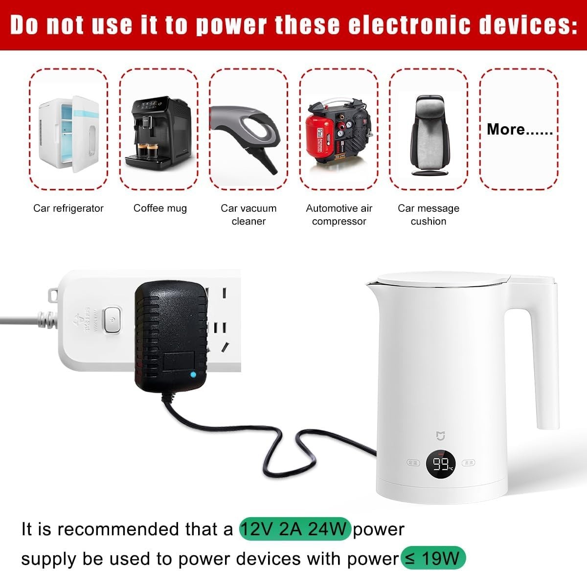 AC to DC Converter, 100-240V to 12V 2A 24W AC/DC Converter, Auto AC/DC Power …