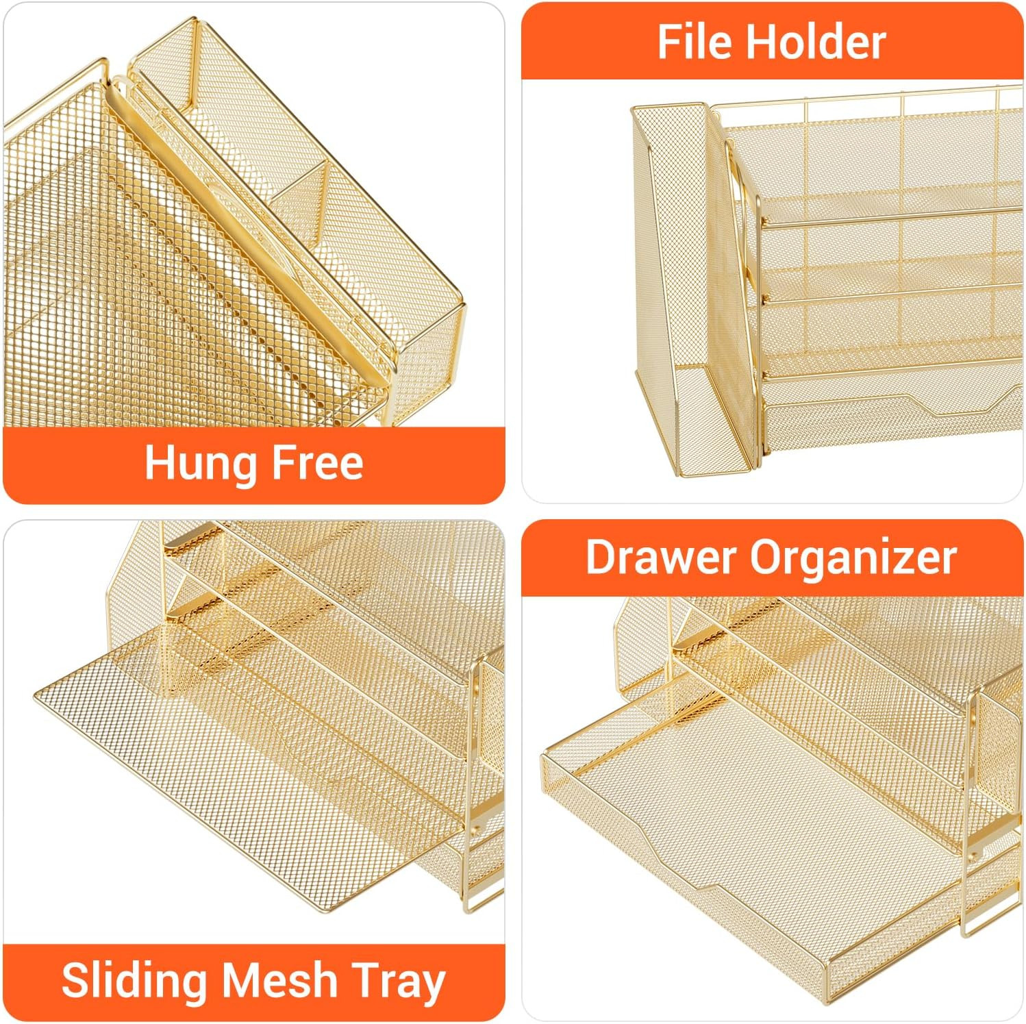 Desk Organizers and Accessories, 4-Tier Desktop File Organizer with Drawer and P